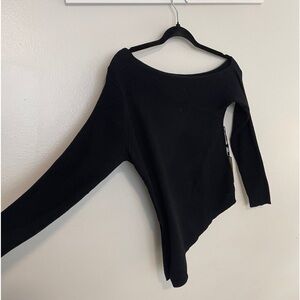 Black ribbed off the shoulder